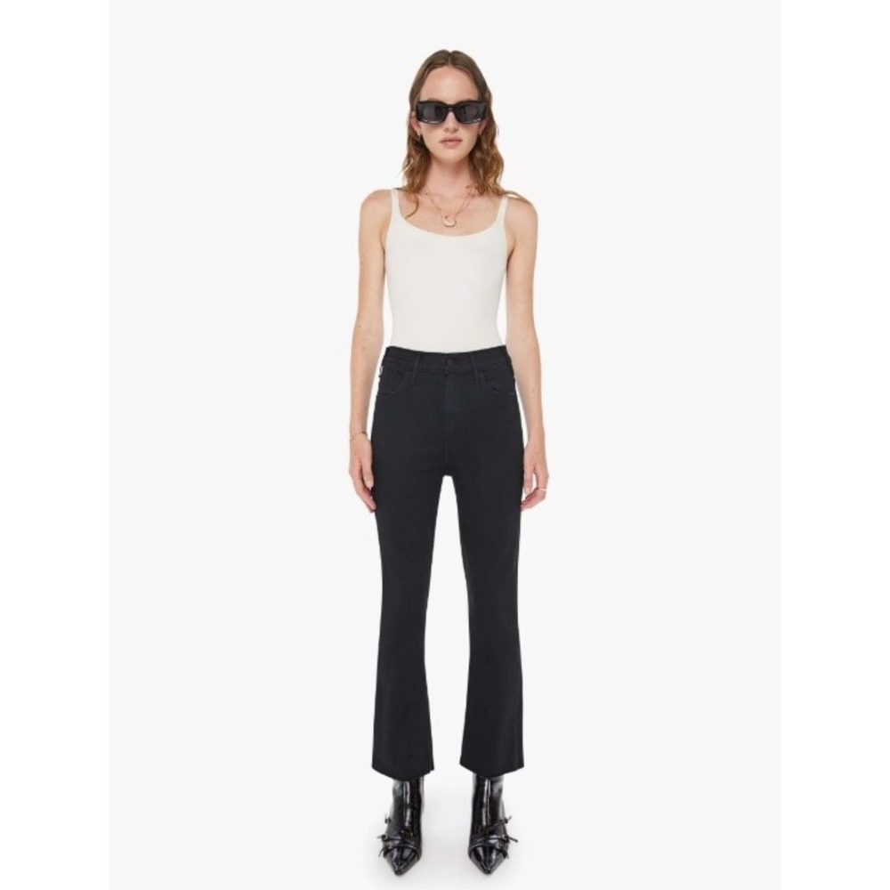 Mother Hustler Ankle Fray Jeans Not Guilty Black High Rise Ankle Length Sz 28